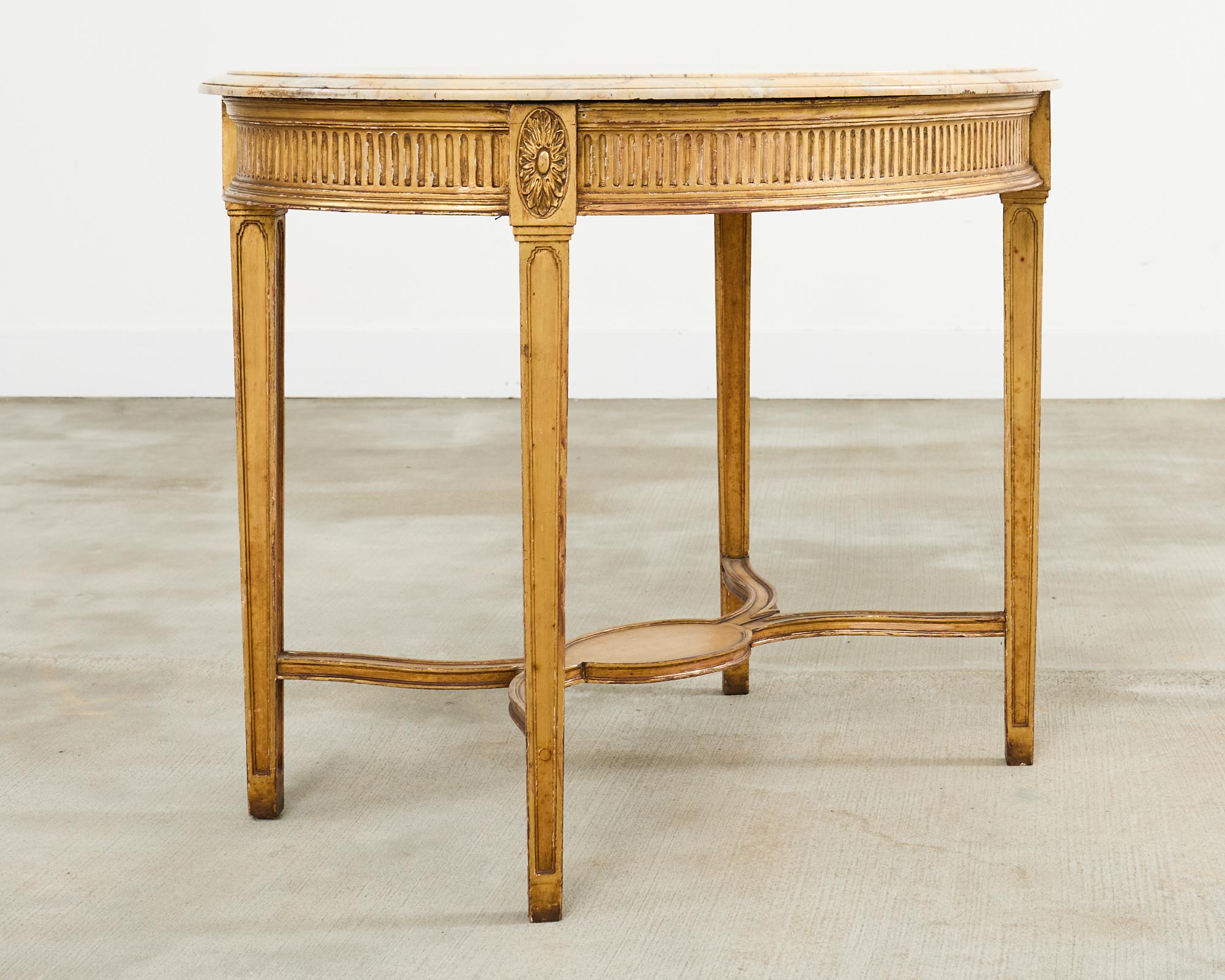 French Louis XVI Neoclssical Style Marble Top Center Table In Good Condition For Sale In Rio Vista, CA