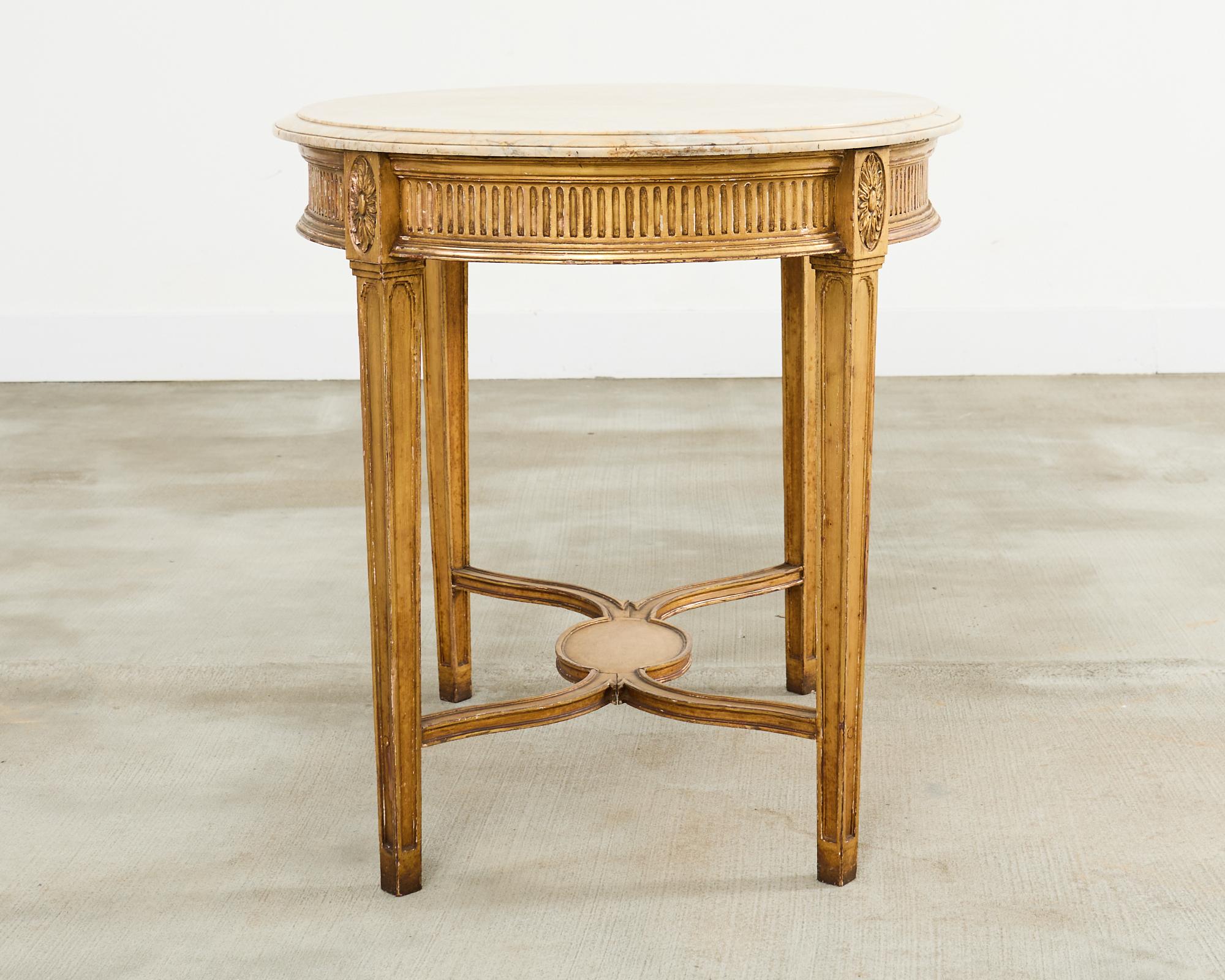 French Louis XVI Neoclssical Style Marble Top Center Table For Sale 1
