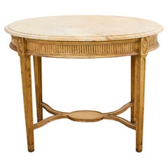 French Louis XVI Neoclssical Style Marble Top Center Table