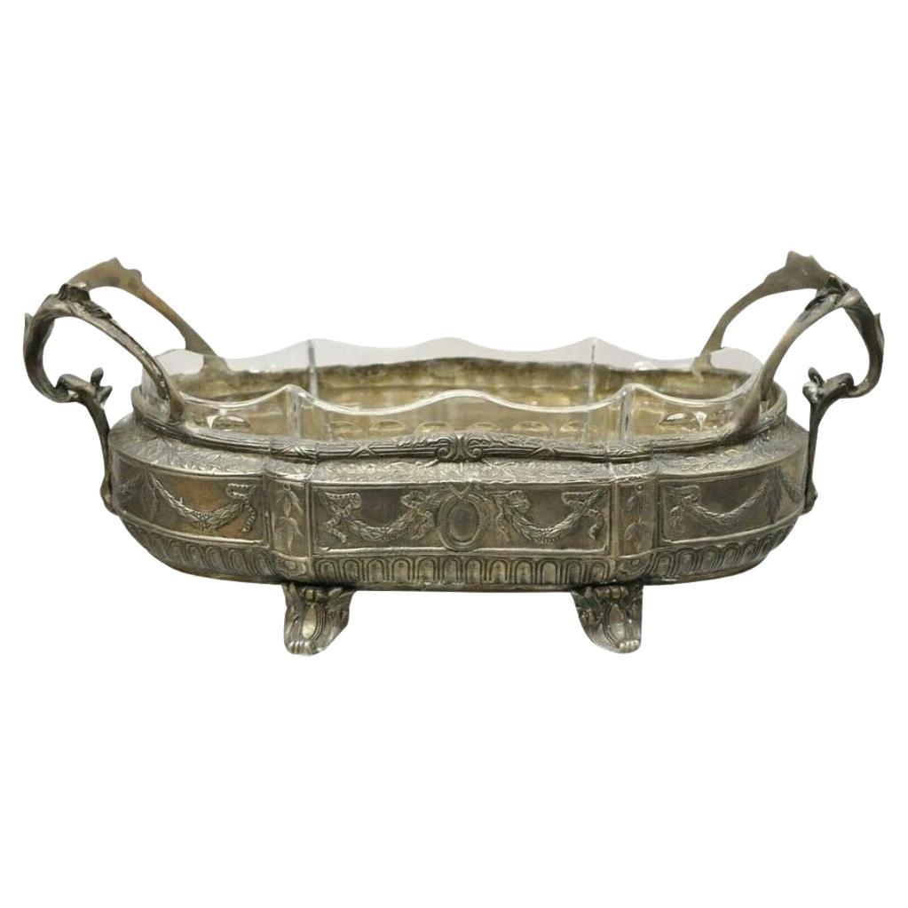Französisches Louis XVI.-Pflanzgefäß aus Nickel, versilbert, Drapierung, Tafelaufsatz in Schale, Schale und Schale