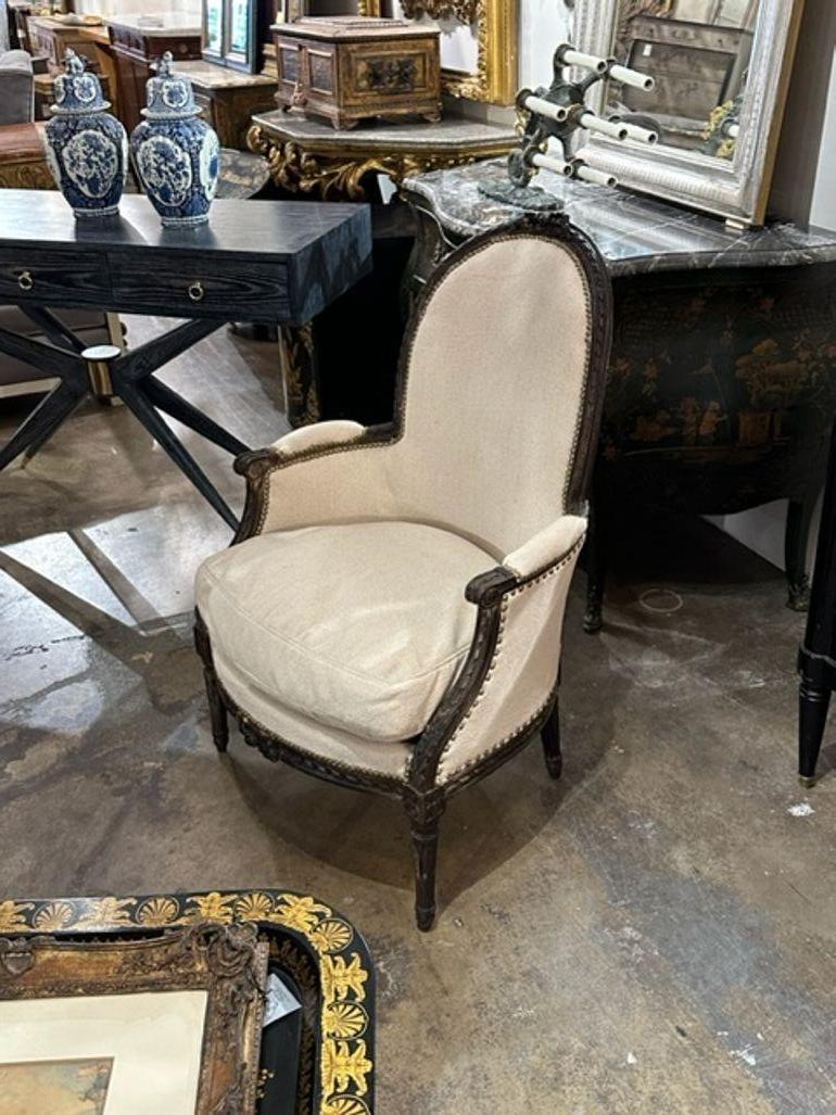 French Louis XVI Oak Bergere In Good Condition For Sale In Dallas, TX