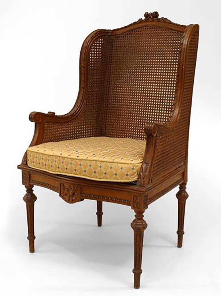 French Louis XVI Oak Wing Chairs In Good Condition In New York, NY