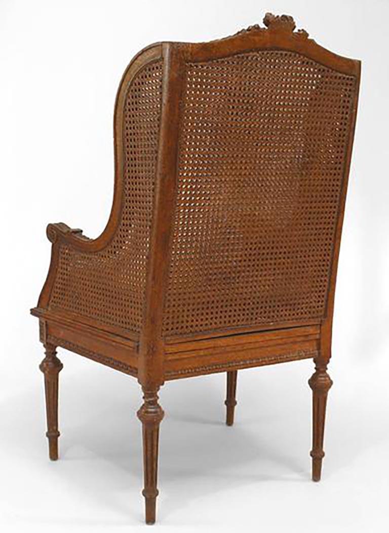 Cane French Louis XVI Oak Wing Chairs
