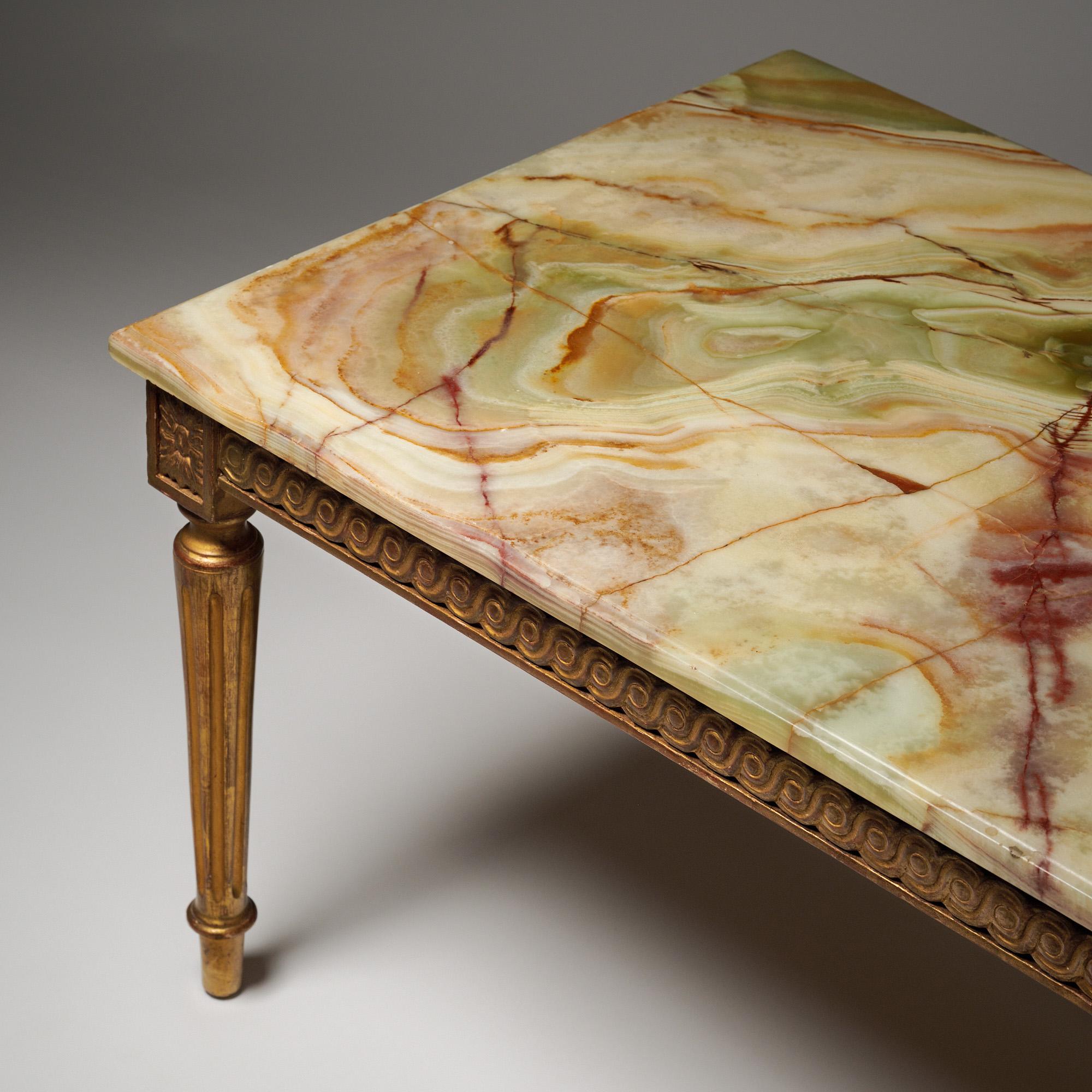 Luigi XVI French Louis XVI Onyx Top Coffee Table in vendita