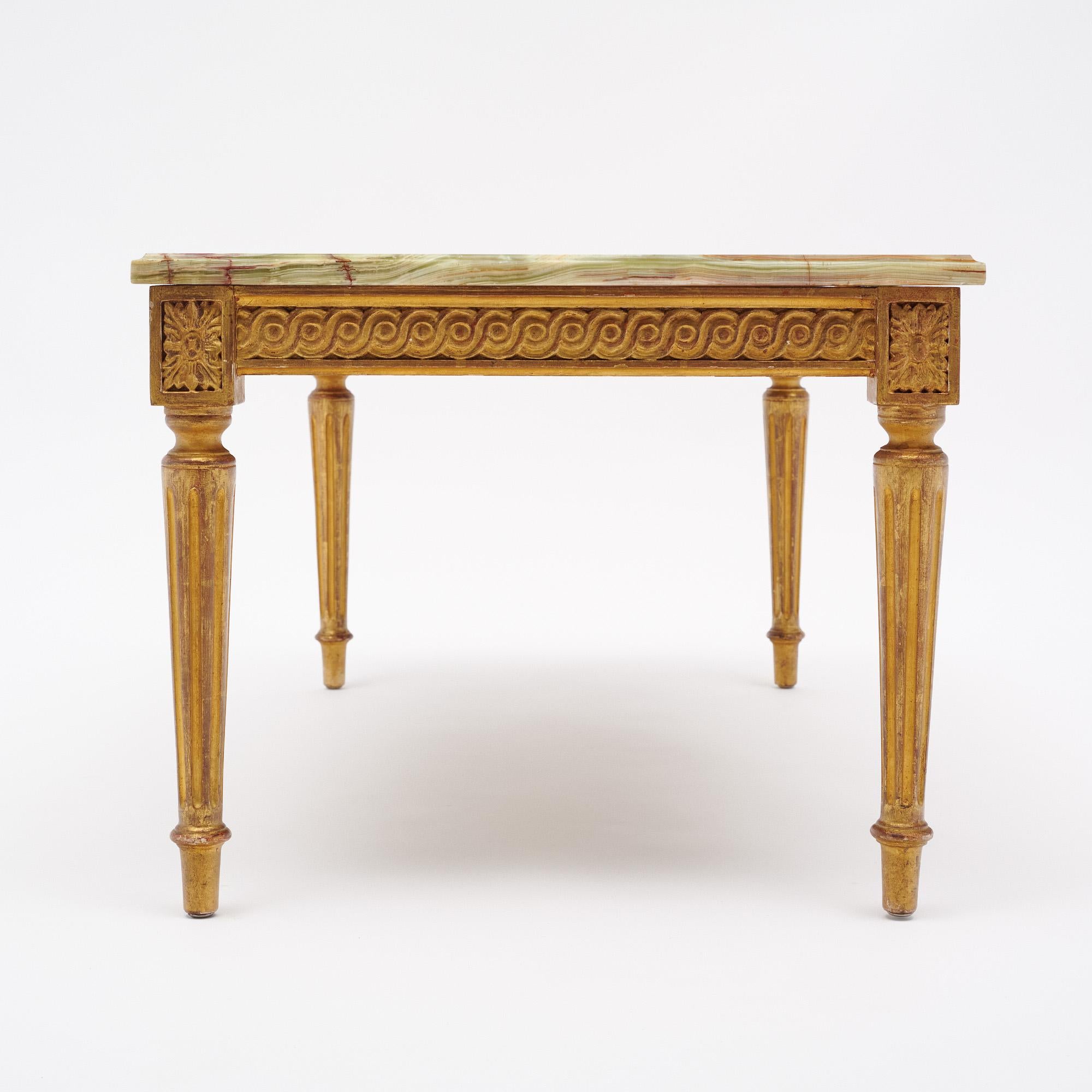 Metà XX secolo French Louis XVI Onyx Top Coffee Table in vendita