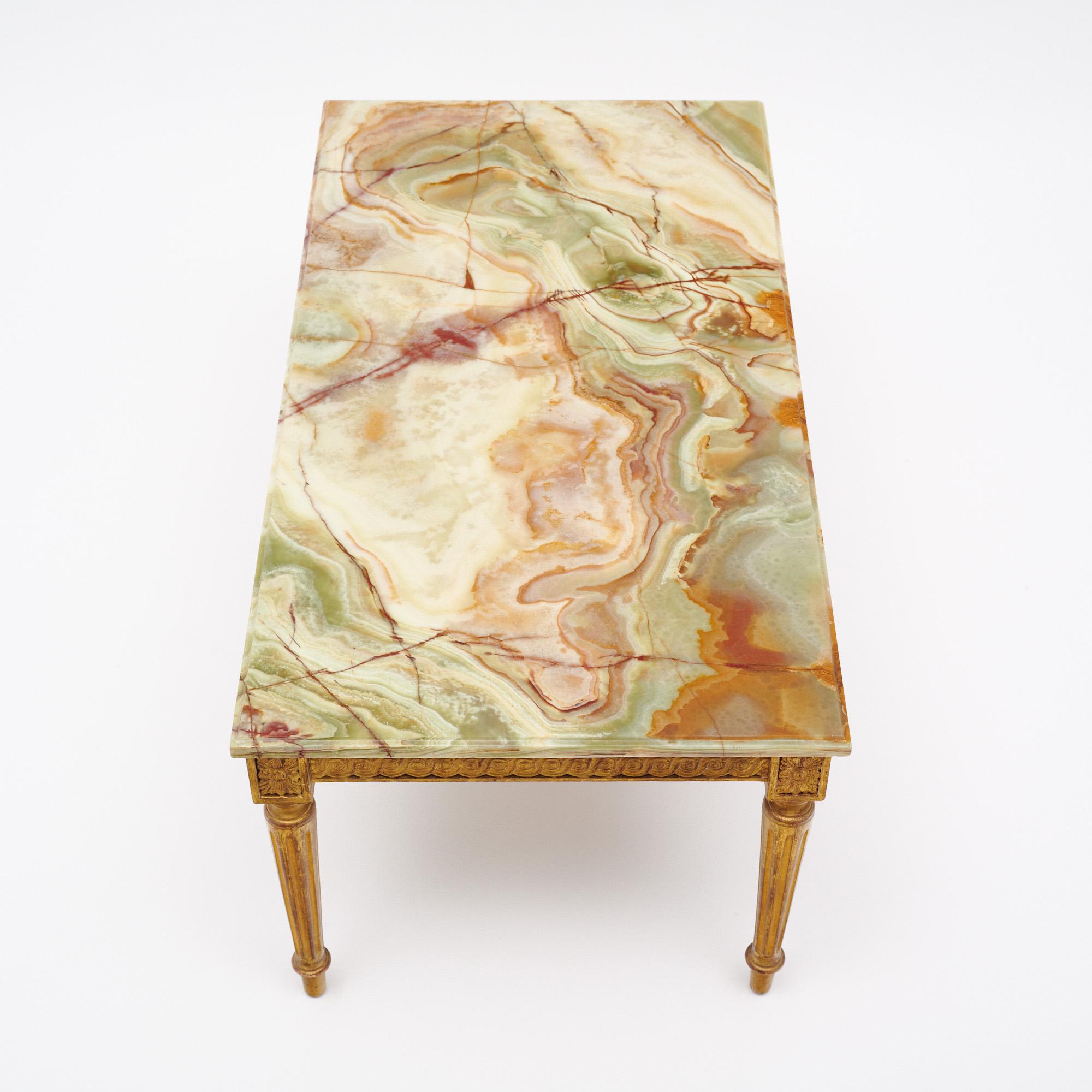 Onice French Louis XVI Onyx Top Coffee Table in vendita