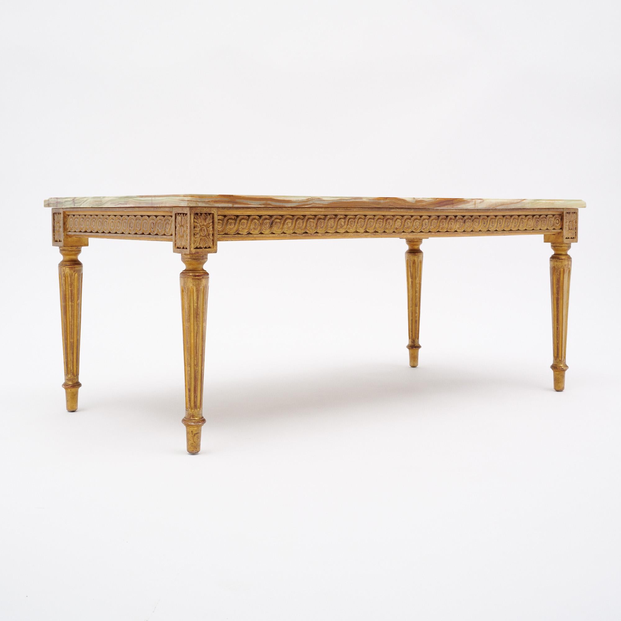 French Louis XVI Onyx Top Coffee Table in vendita 1