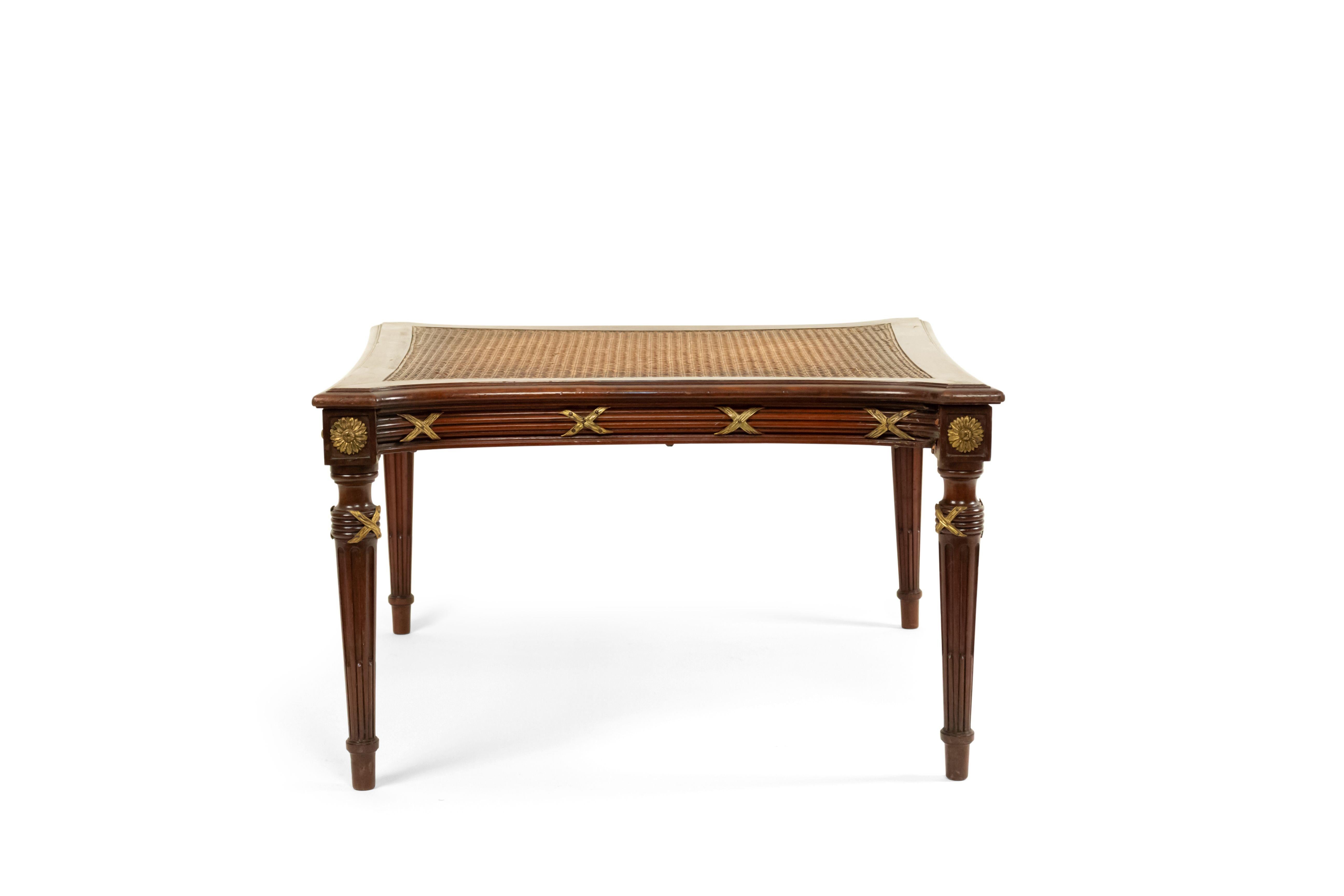 French Louis XVI Style Ormulu Mahogany Ottoman In Good Condition For Sale In New York, NY