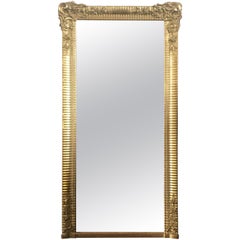 French Louis XVI Ornate Carved Gold Gilt French Tall Mirror