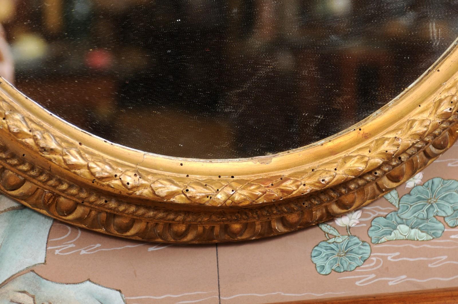 French Louis XVI Oval Giltwood Mirror, Late 18th Century 7