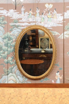 French Louis XVI Oval Giltwood Mirror, Late 18th Century