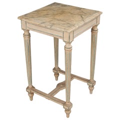 French Louis XVI Painted and Faux Marble Side Table