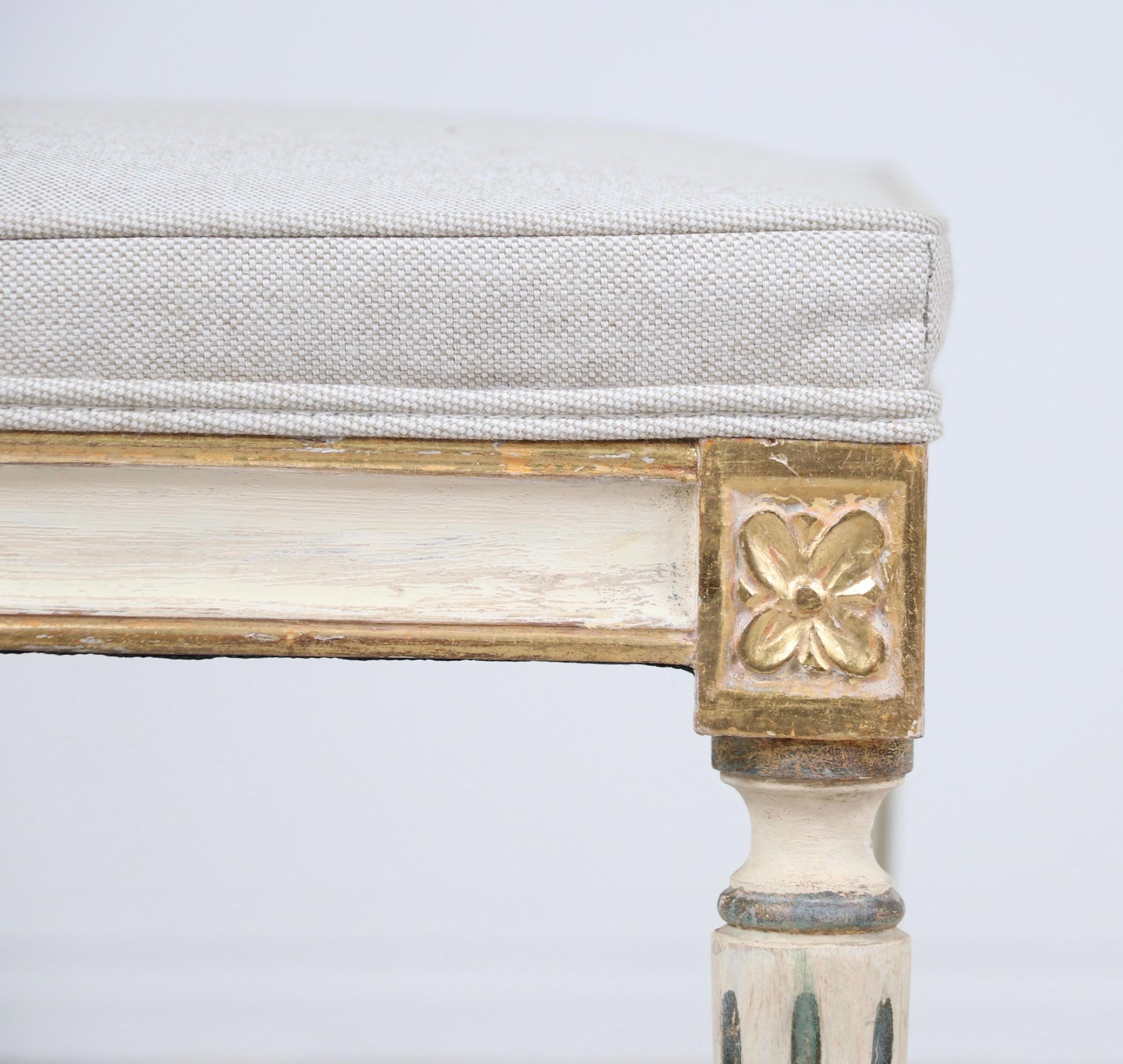 French Louis XVI Painted and Parcel-Gilt Benches 2