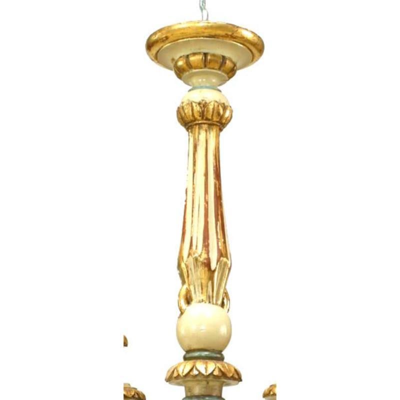 Francese Lampadario francese Luigi XVI in legno intagliato dipinto in vendita