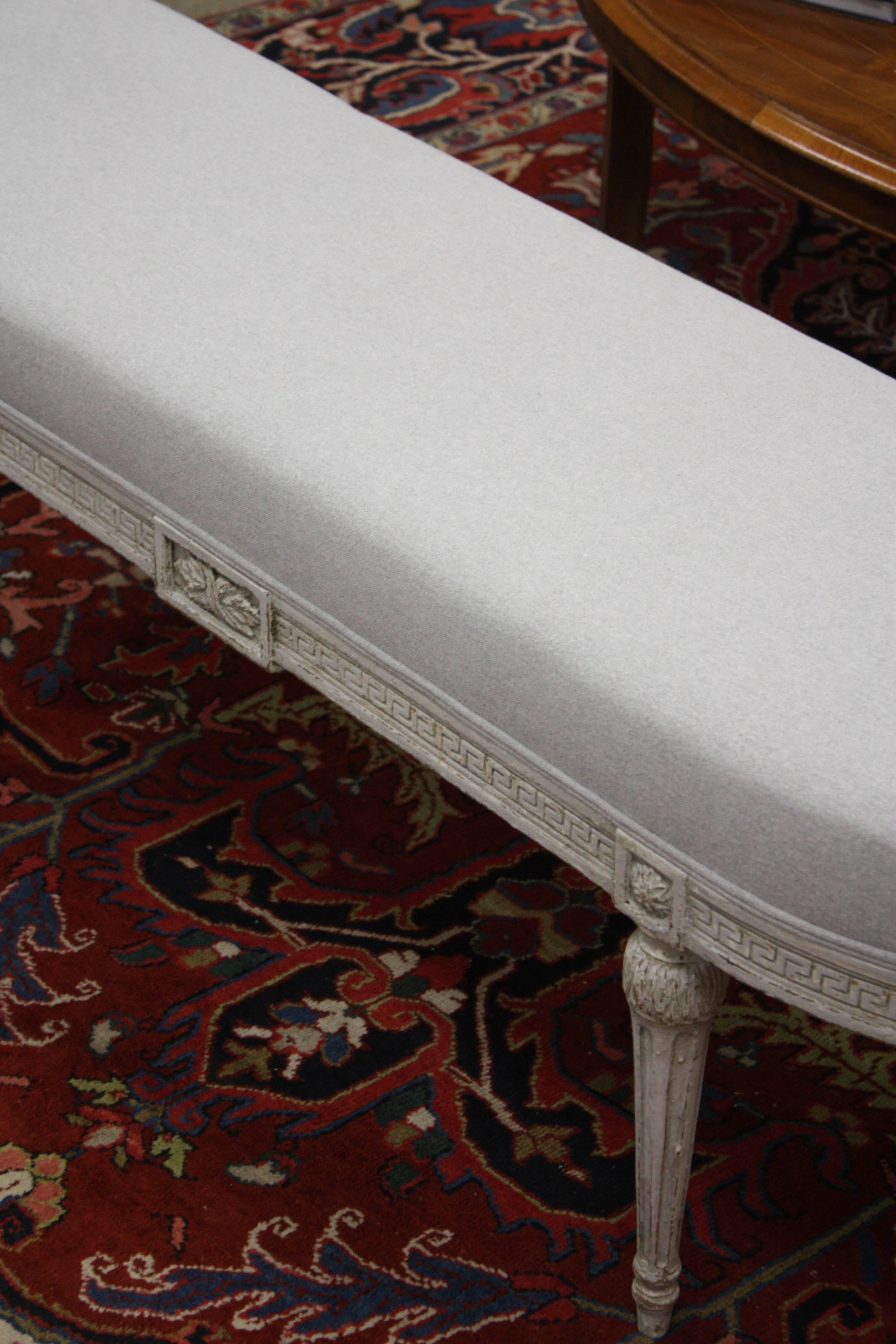 20th Century French Louis XVI Painted D-Shaped Bench