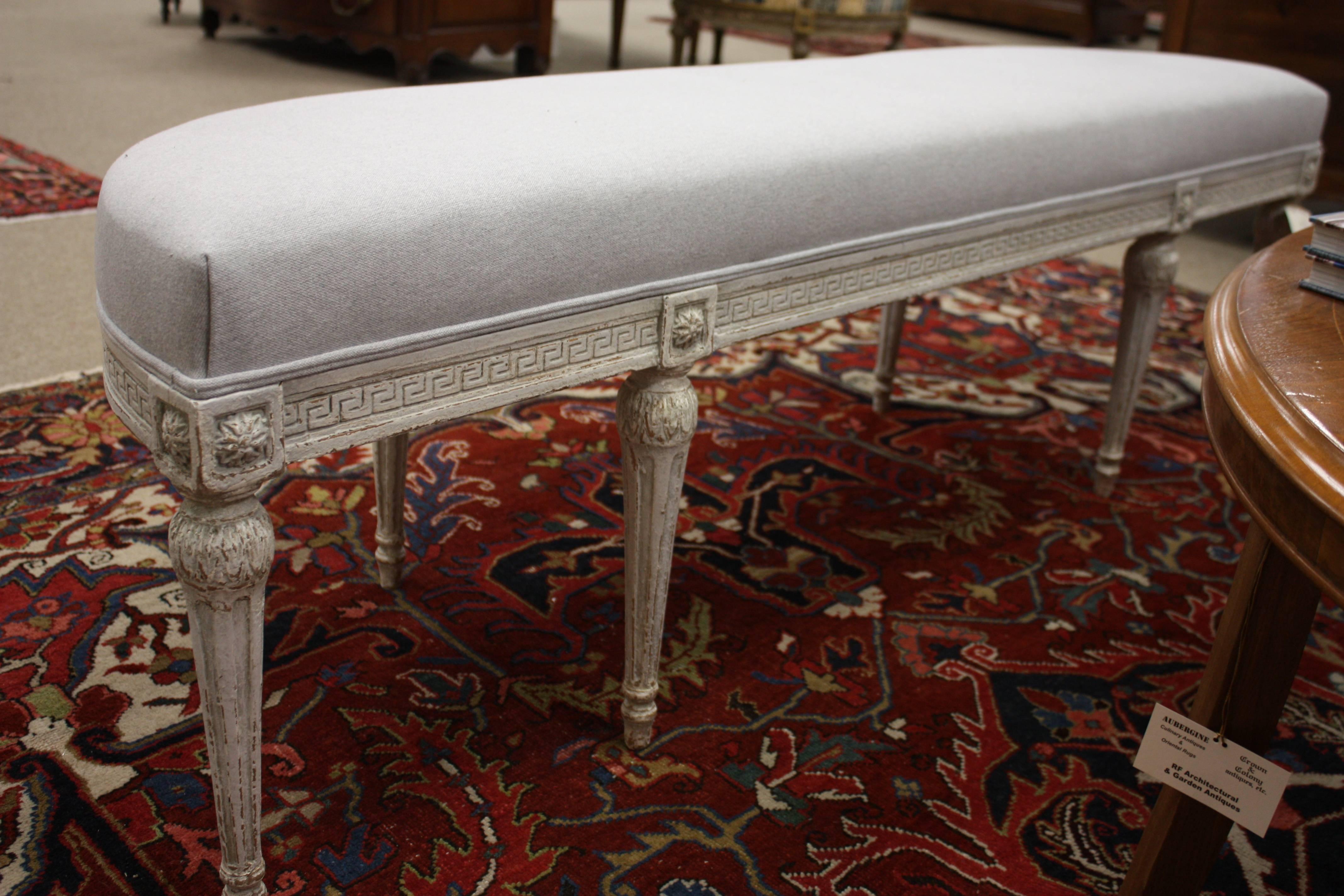 French Louis XVI Painted D-Shaped Bench 1