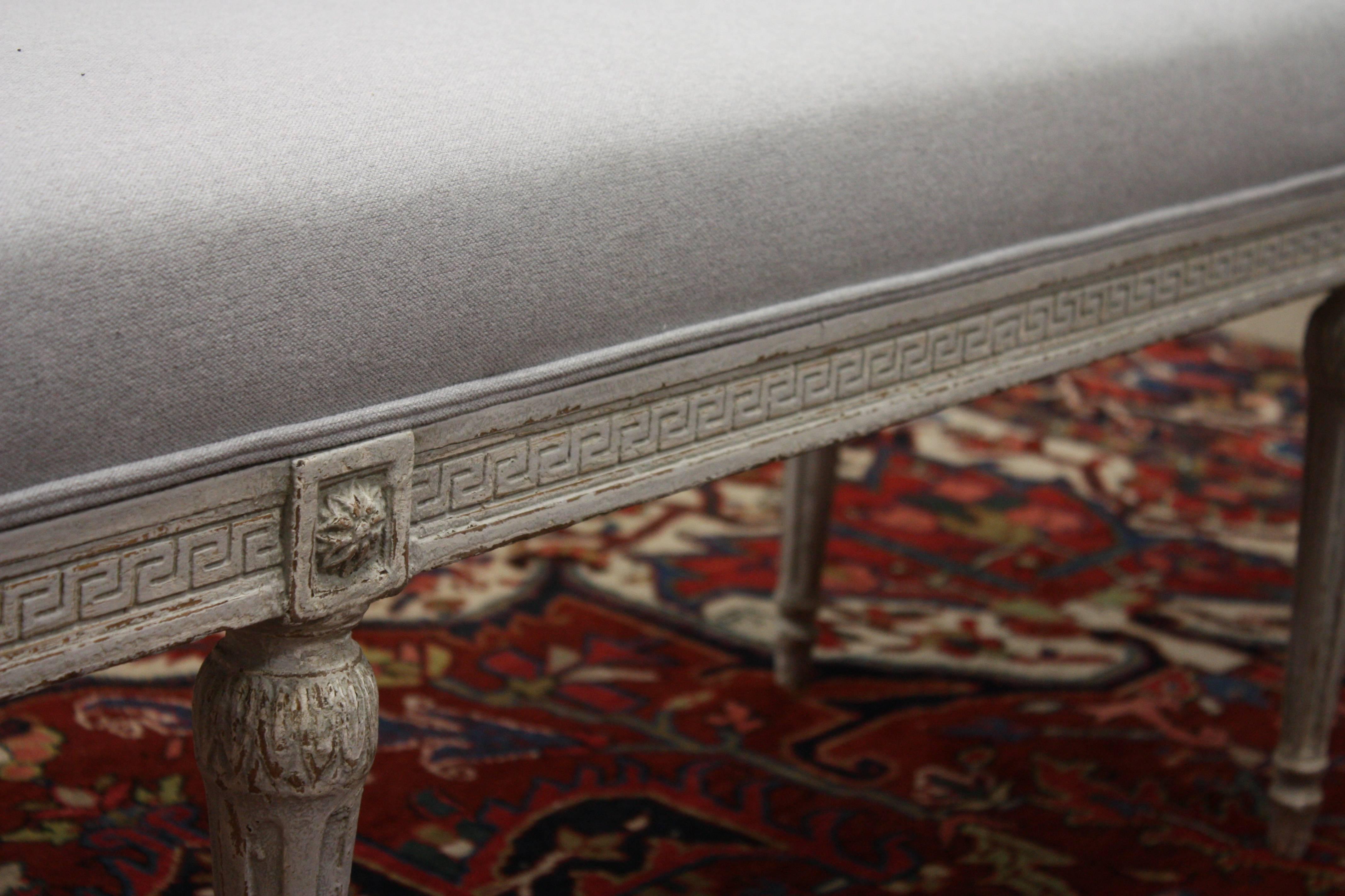 French Louis XVI Painted D-Shaped Bench 2