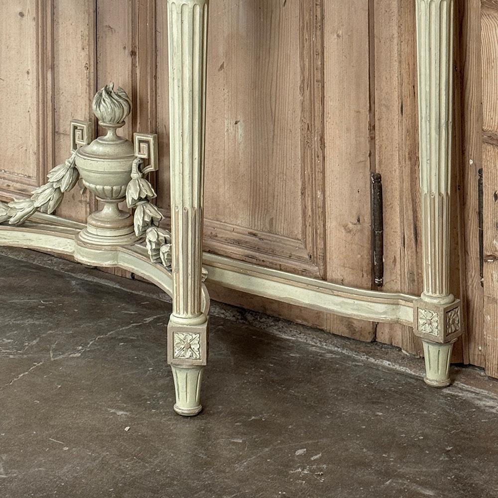 French Louis XVI Painted Demilune Console with Carrara Marble Top For Sale 8