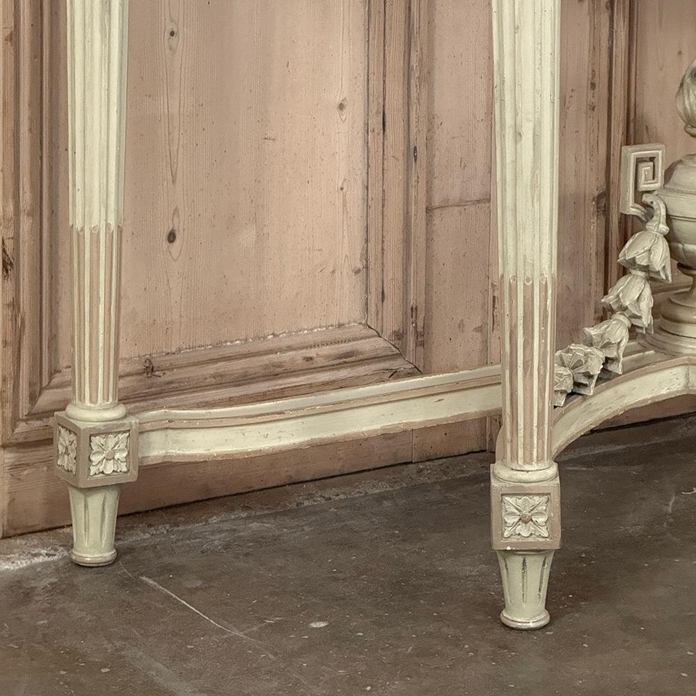 French Louis XVI Painted Demilune Console with Carrara Marble Top For Sale 2