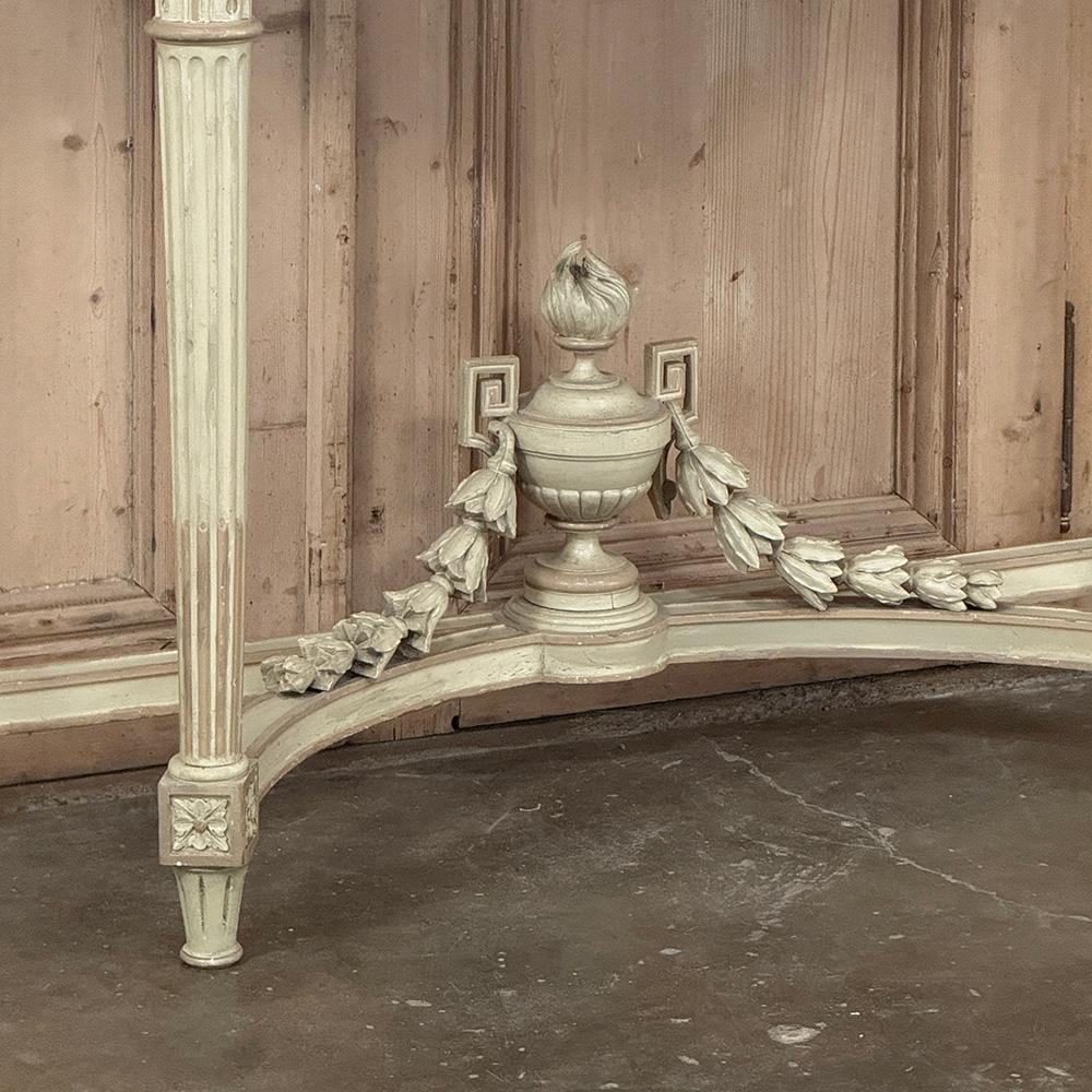 French Louis XVI Painted Demilune Console with Carrara Marble Top For Sale 3