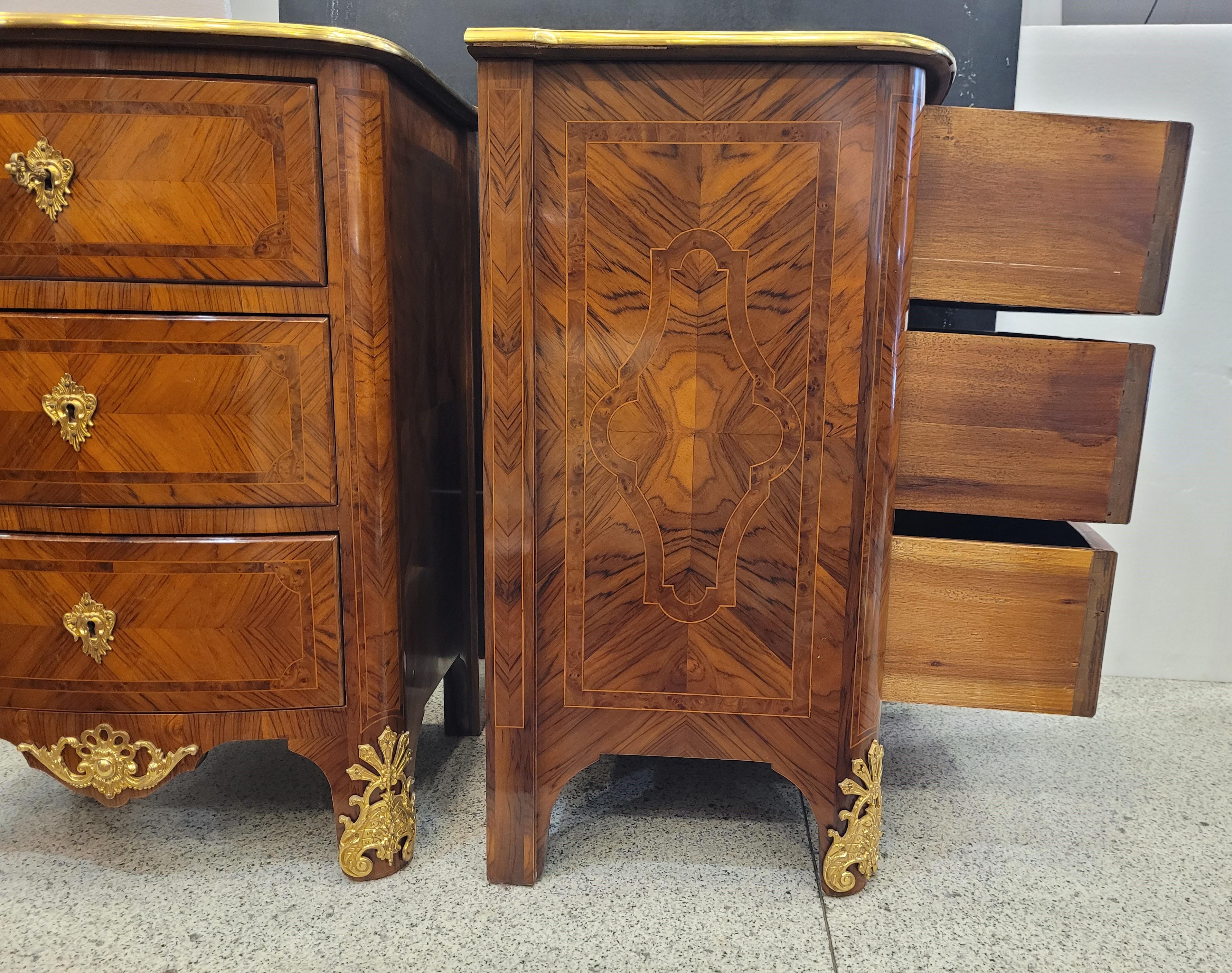 French Louis XVI Pair of Chest of Drawers, Commodes, Wood and Ormolu 14