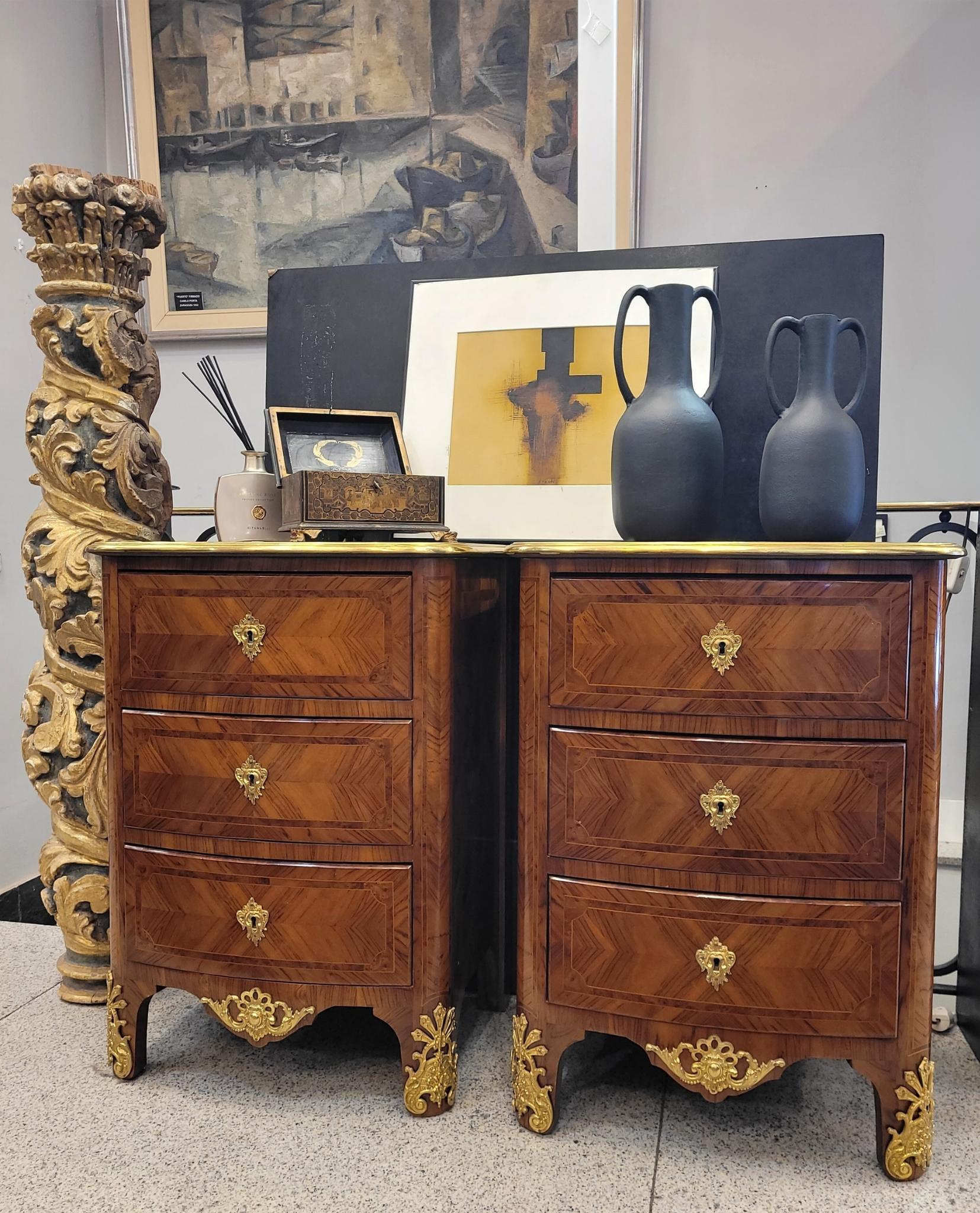 French Louis XVI Pair of Chest of Drawers, Commodes, Wood and Ormolu 15