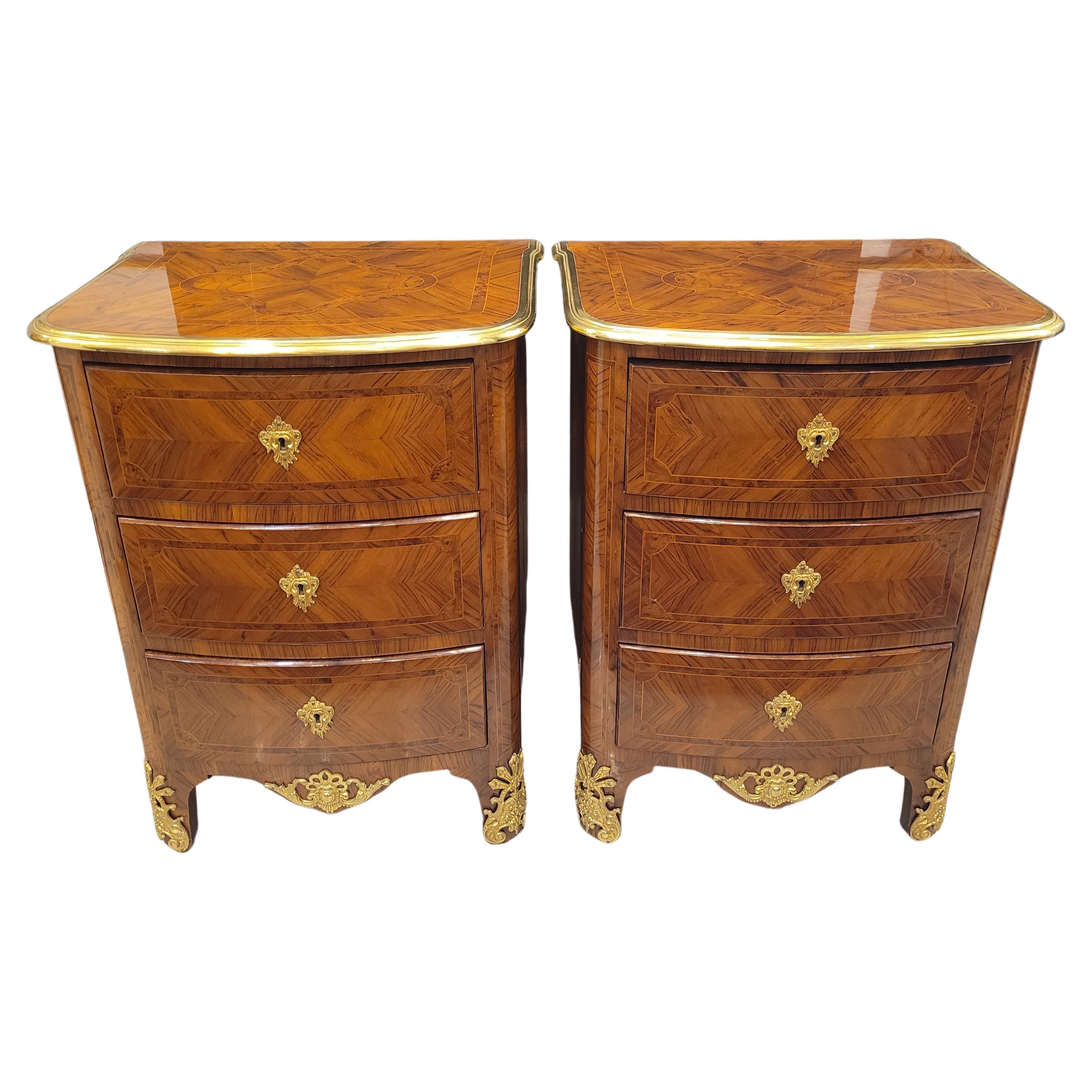 French Louis XVI Pair of Chest of Drawers, Commodes, Wood and Ormolu