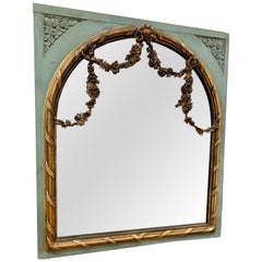 French Louis XVI Palatial Green and Giltwood Mirror