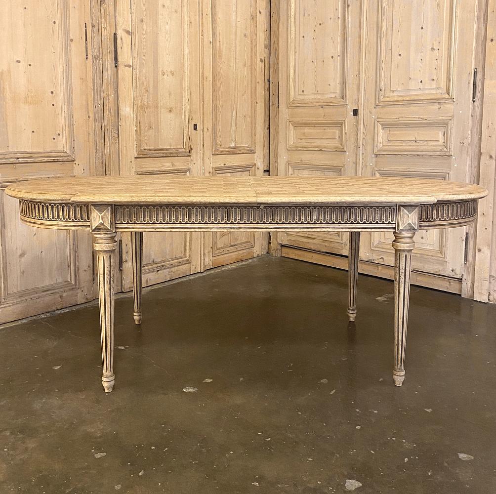20th Century French Louis XVI Parquet Pop Leaf Dining Table
