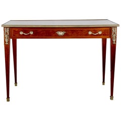 French Louis XVI Parquet Top Writing Table with Ormolu Mounts