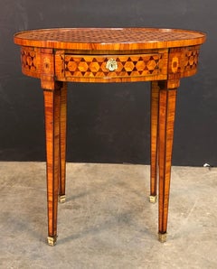 French Louis XVI Parquetry Oval Side Table
