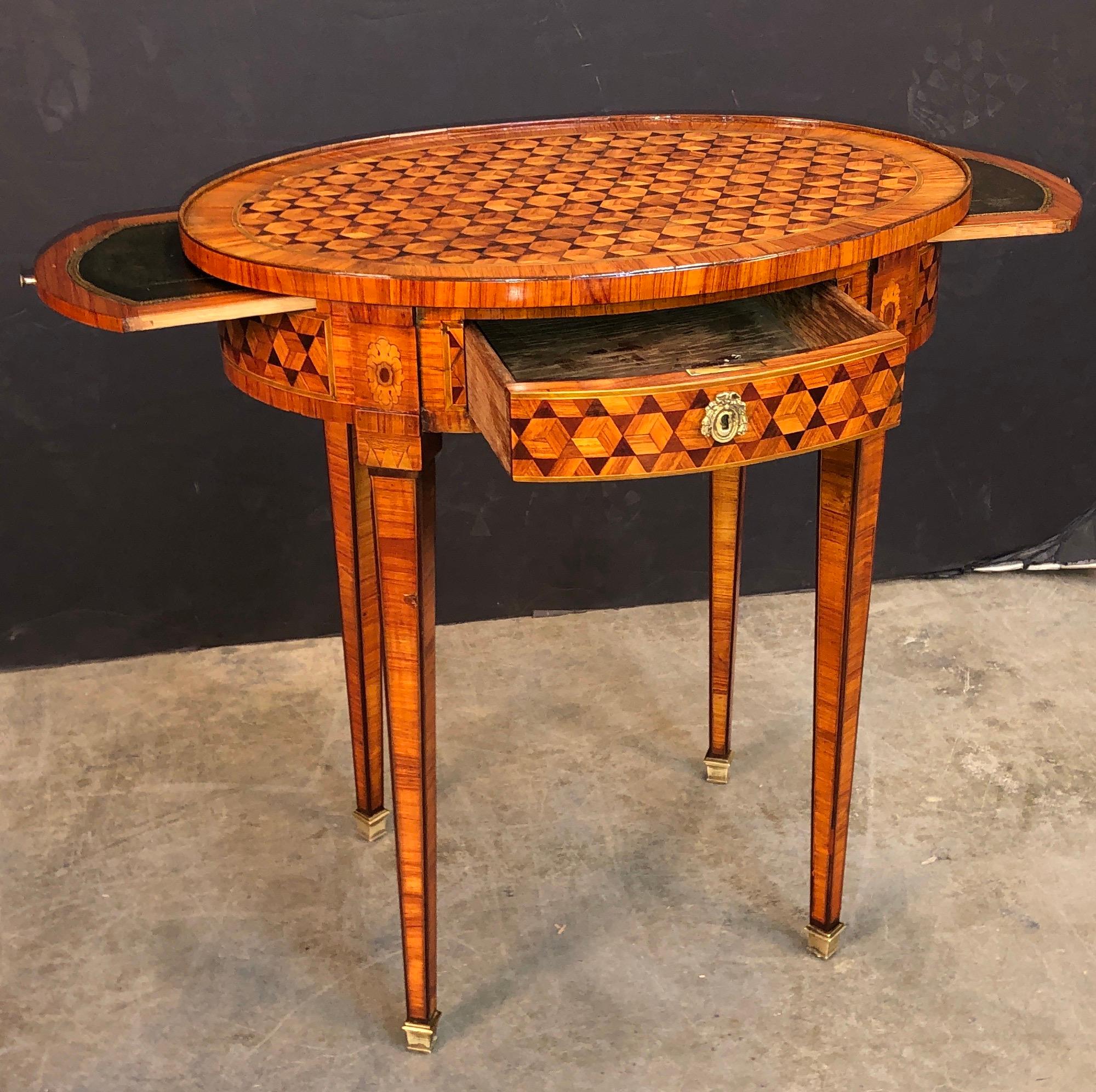 Late 19th Century French Louis XVI Parquetry Oval Side Table