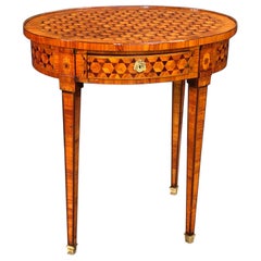 Table d'appoint ovale en parqueterie française Louis XVI
