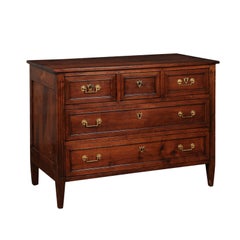 French Louis XVI Period 1790s Commode with Five Drawers and Fluted Motifs