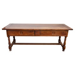 French Louis XVI Period 1790s Farm Table with Sliding Panels and Carved Heart