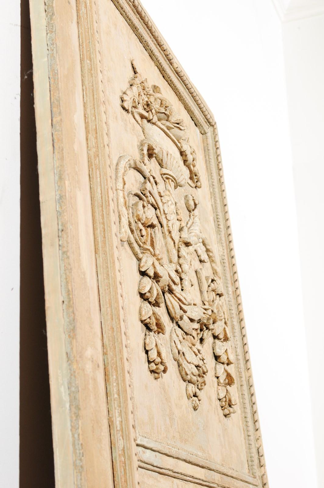 French Louis XVI Period 1790s Painted Wood Trumeau Mirror with Scrollwork Motifs For Sale 7