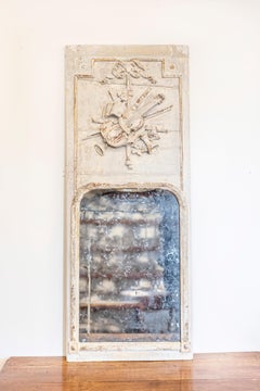 French Louis XVI Period 1790s Trumeau Mirror with Carved Liberal Arts Allegory