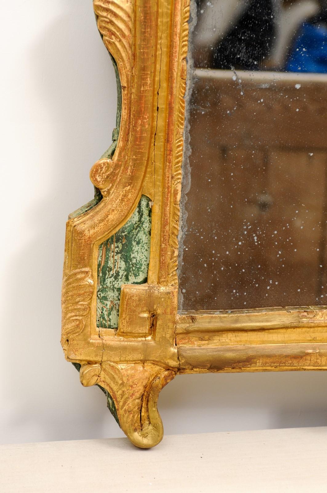 French Louis XVI Period 18th Century Gilded Mirror with Carved Musical Allegory In Good Condition For Sale In Atlanta, GA