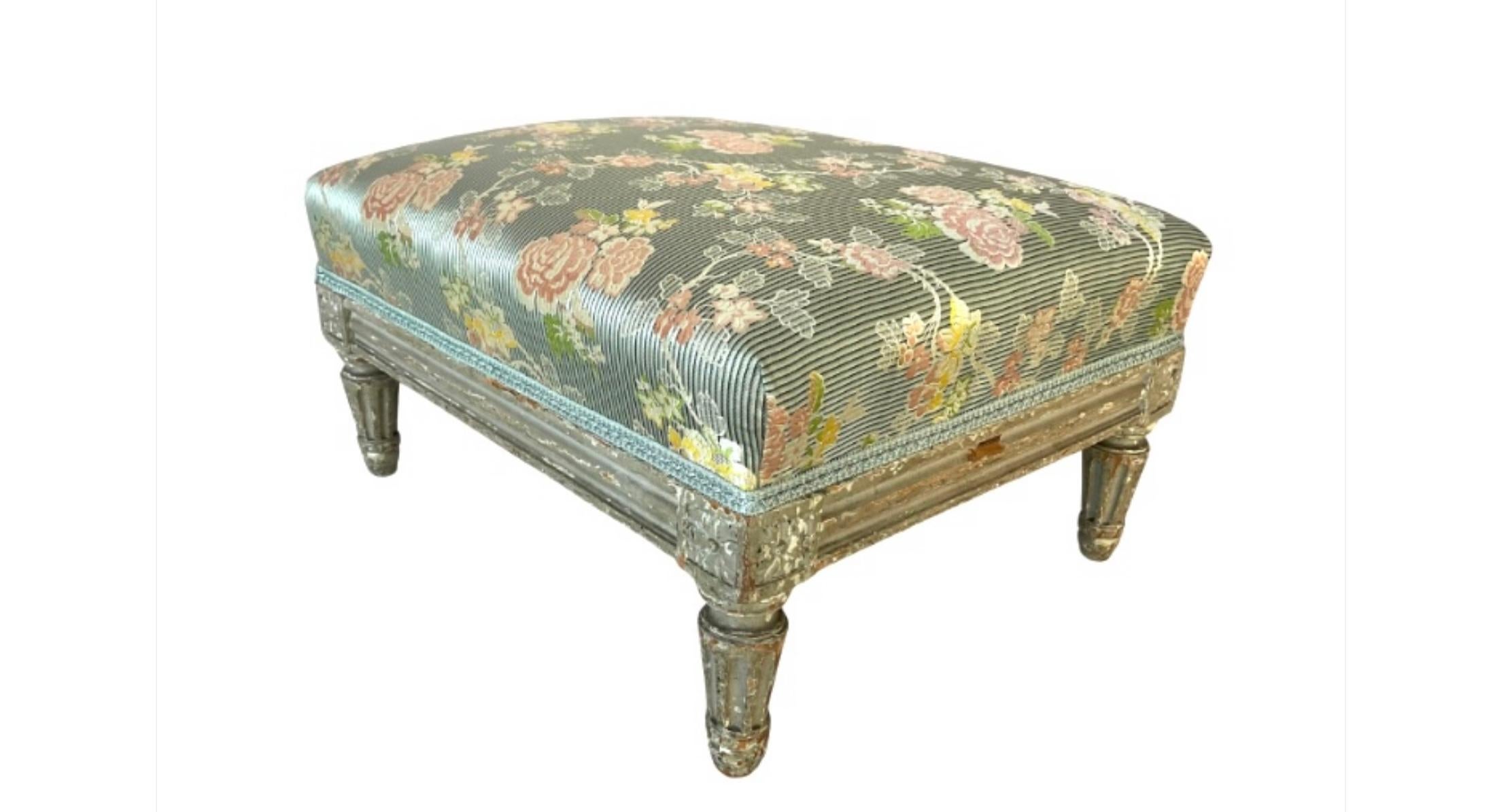 Französisch Louis XVI Periode geschnitzt Fuß Schemel im Angebot 3