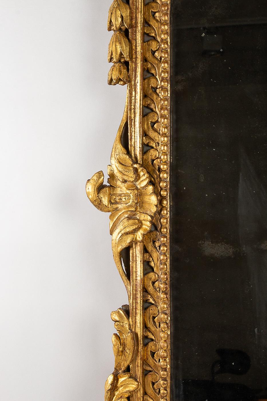 French Louis XVI Period Carved & Giltwood Front Top Mirror, circa 1780 2