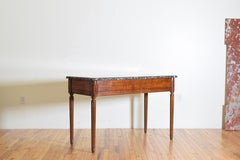 French Louis XVI Period Carved Walnut Marble Top Console Table, 18th Century