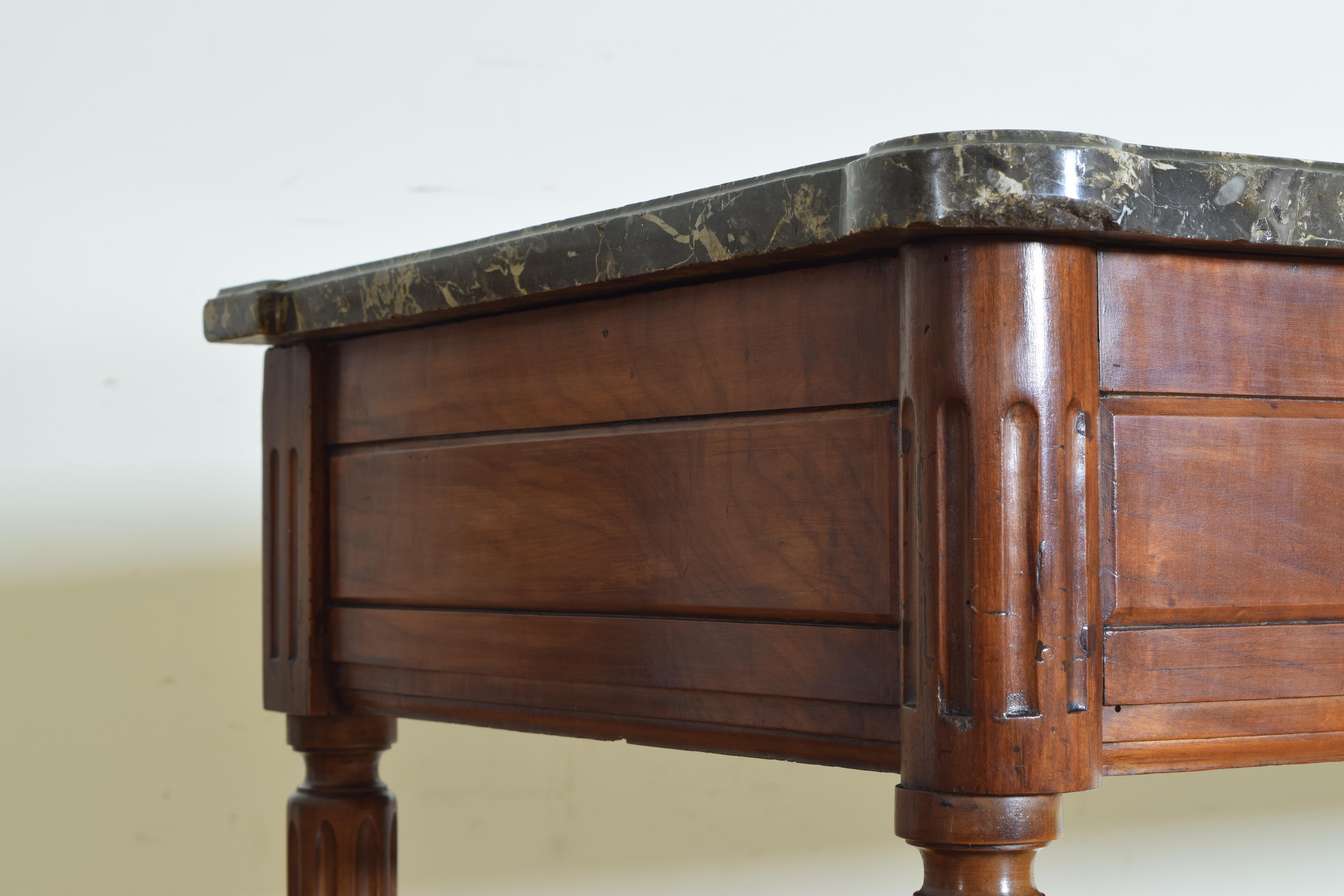 French Louis XVI Period Carved Walnut Marble Top Console Table, 18th Century 3