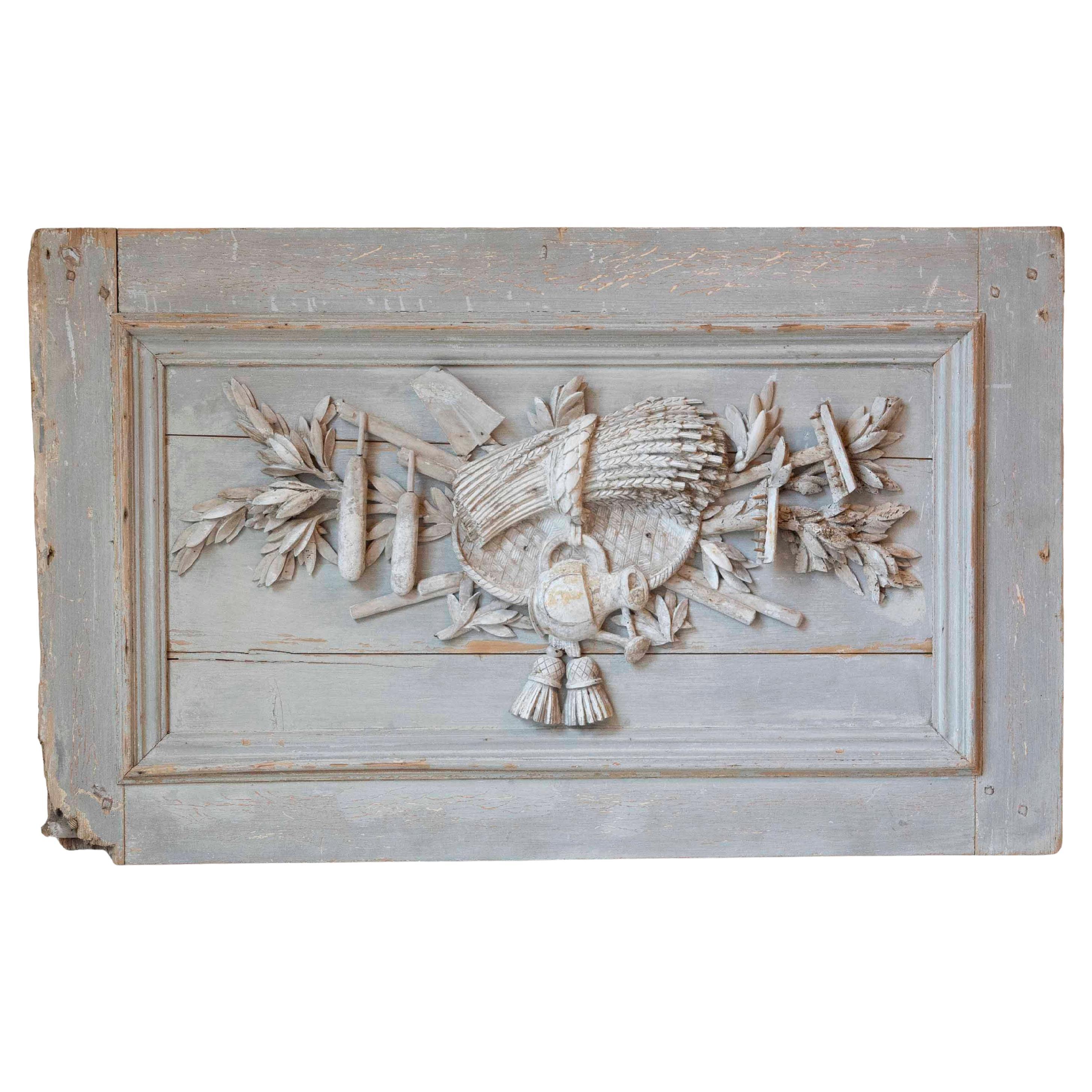 Französisch Louis XVI Periode geschnitzt Wood Panel, 18.