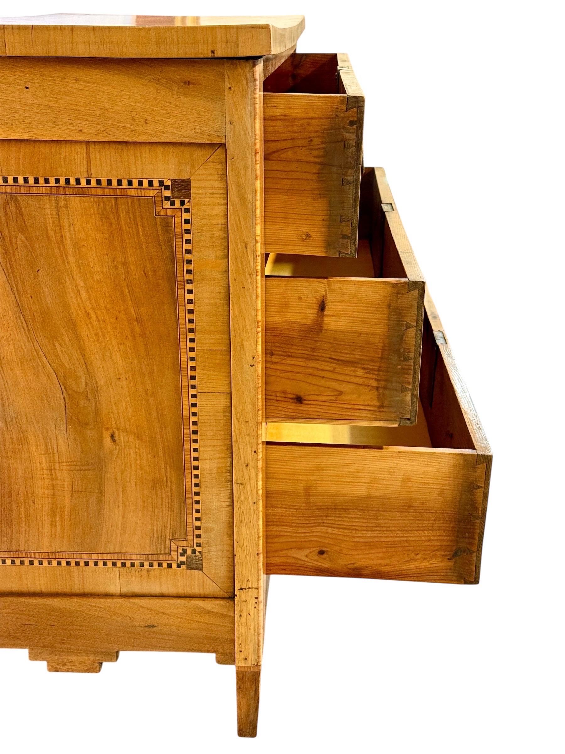 French Louis XVI Period Fruitwood and Walnut Marquetry Commode, 18th Century For Sale 10