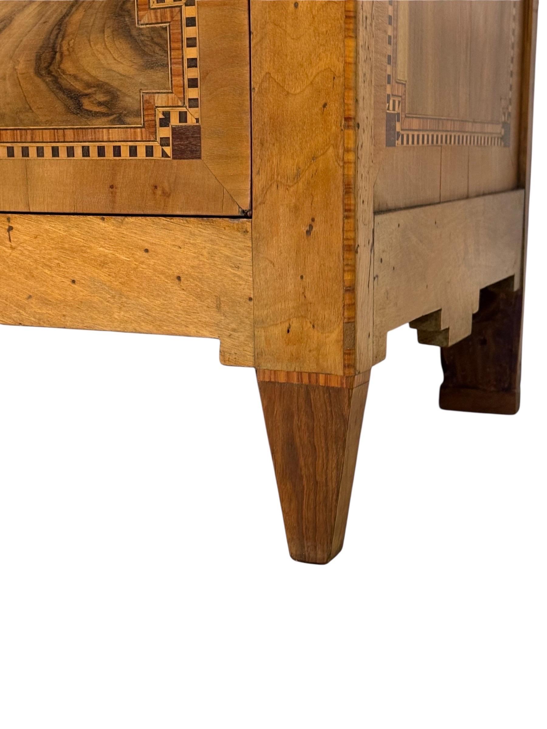 French Louis XVI Period Fruitwood and Walnut Marquetry Commode, 18th Century For Sale 2