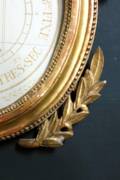 French Louis XVI Period Gilded Wood Barometer According to Torricelli