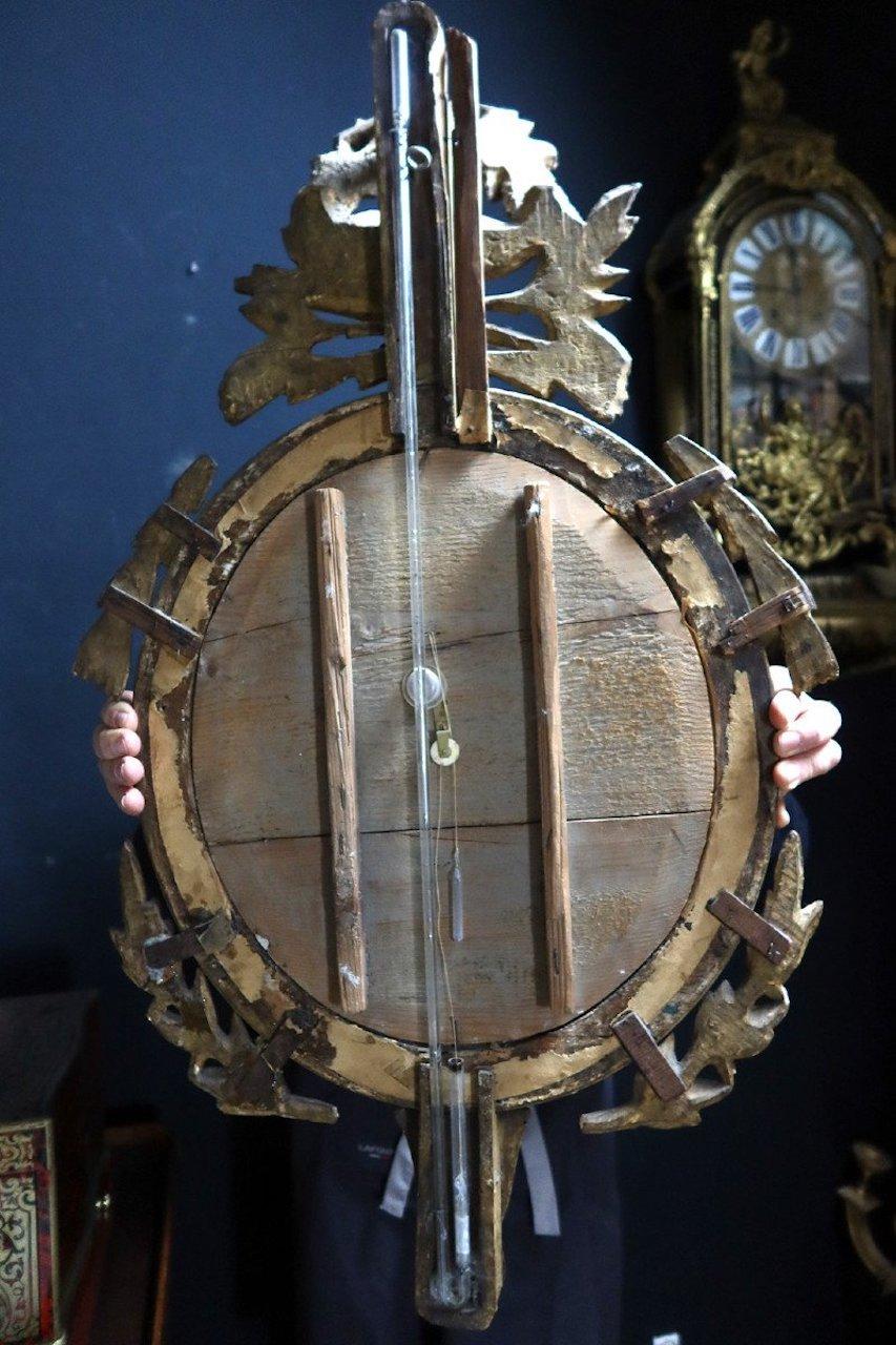 French Louis XVI Period Gilded Wood Barometer According to Torricelli In Good Condition In LEGNY, FR