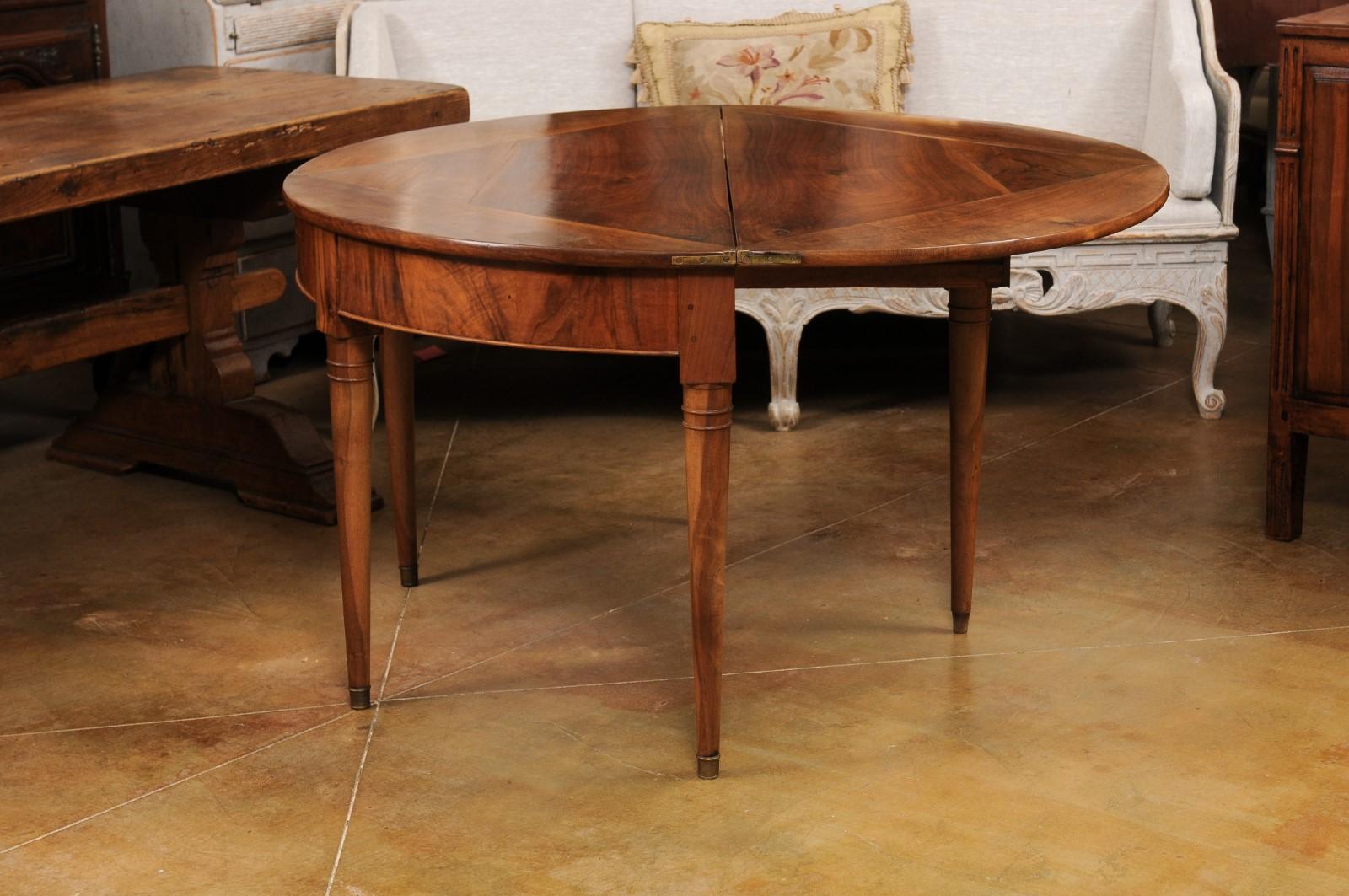 French Louis XVI Period Late 18th Century Folding Top Walnut Demilune Table 8