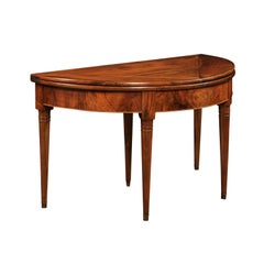 French Louis XVI Period Late 18th Century Folding Top Walnut Demilune Table