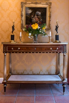 French Louis XVI Period, Mahogany Console with Gold-Brass Stars, circa 1780